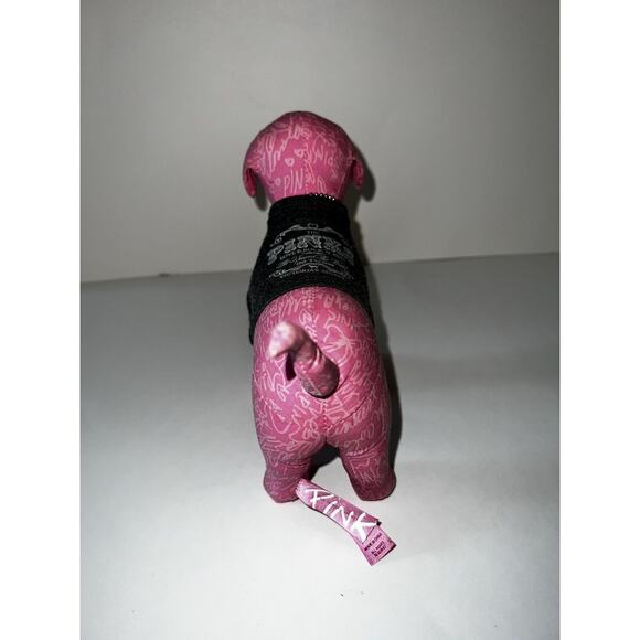 Victoria Secret Pink Dog Plush '86 Tour Love Rock N Roll Around World Dog Tag - Picture 6 of 11